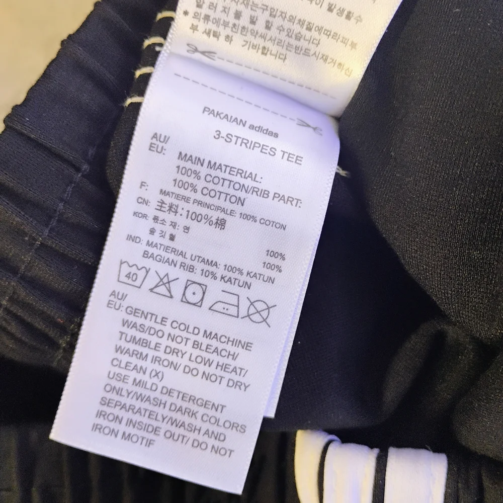 adidas Black Track Pants with White Side Stripes and Red/Gold Heart Embroidery - Picture 7 of 13